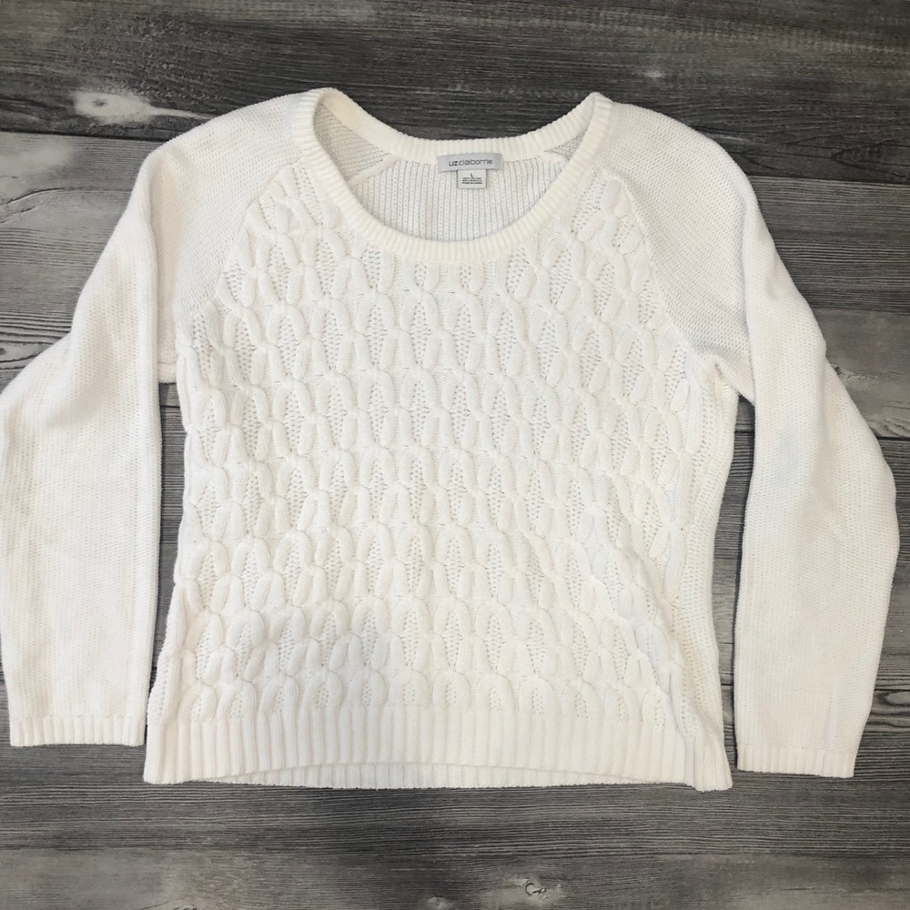 Liz Claiborne white knit sweater, size large